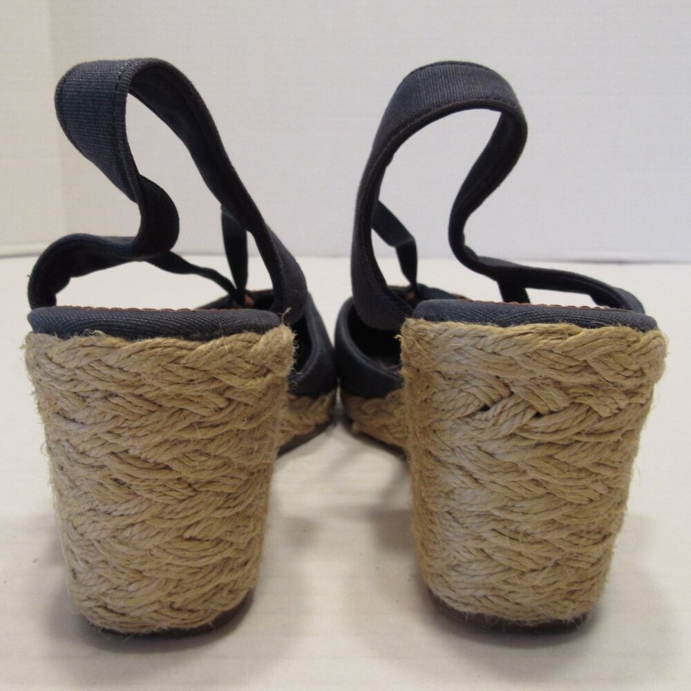 Chaps Clarisa Espadrille Wedge Slingback Blue Denim Sandals Size 6.5 - Picture 6 of 8